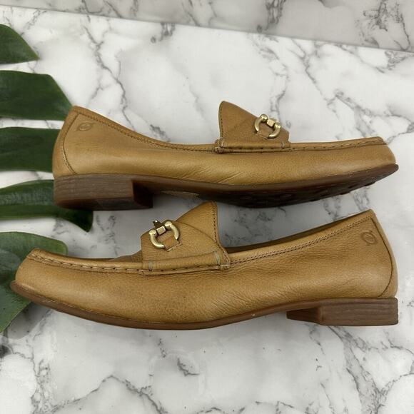 Born Womens Penny Loafer Flats Size 9 Brown Leather Horse Bit Trim Slip On - Picture 6 of 9